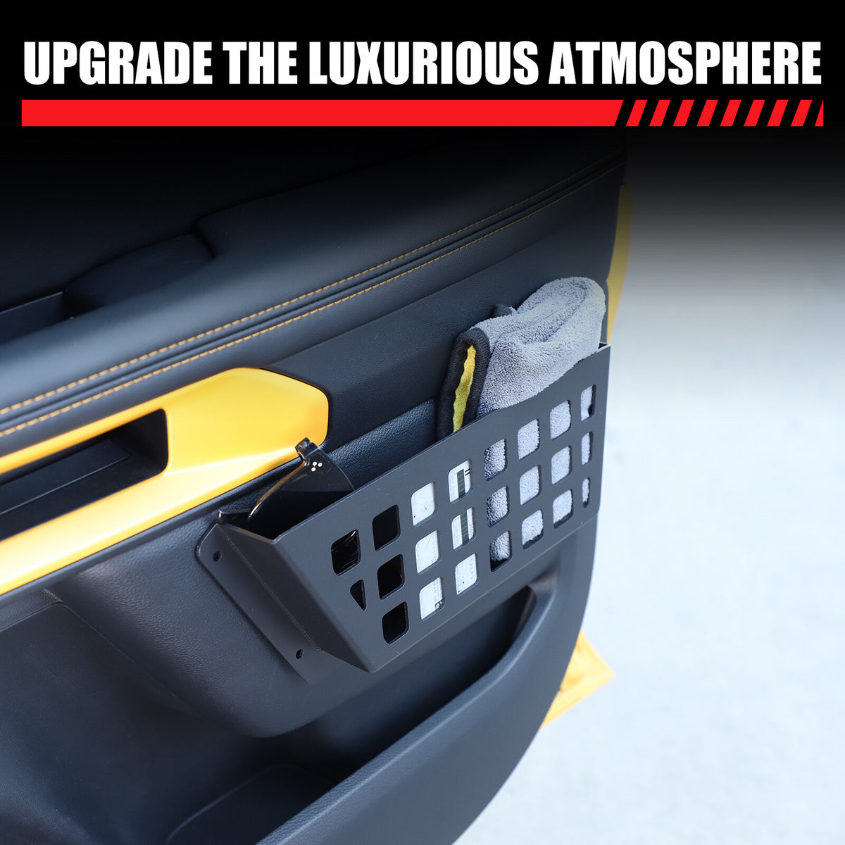 Black Alloy Car Rear Door Pocket Storage Box Organizer for Ford Ranger T9 2023+ 6