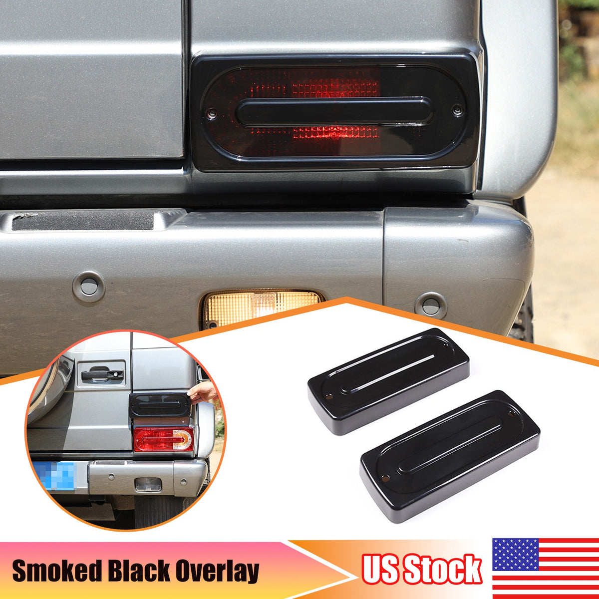 Smoked Black Rear Tail Light Guard Decor Trim For Benz W463 G-Class 2007-2018 1