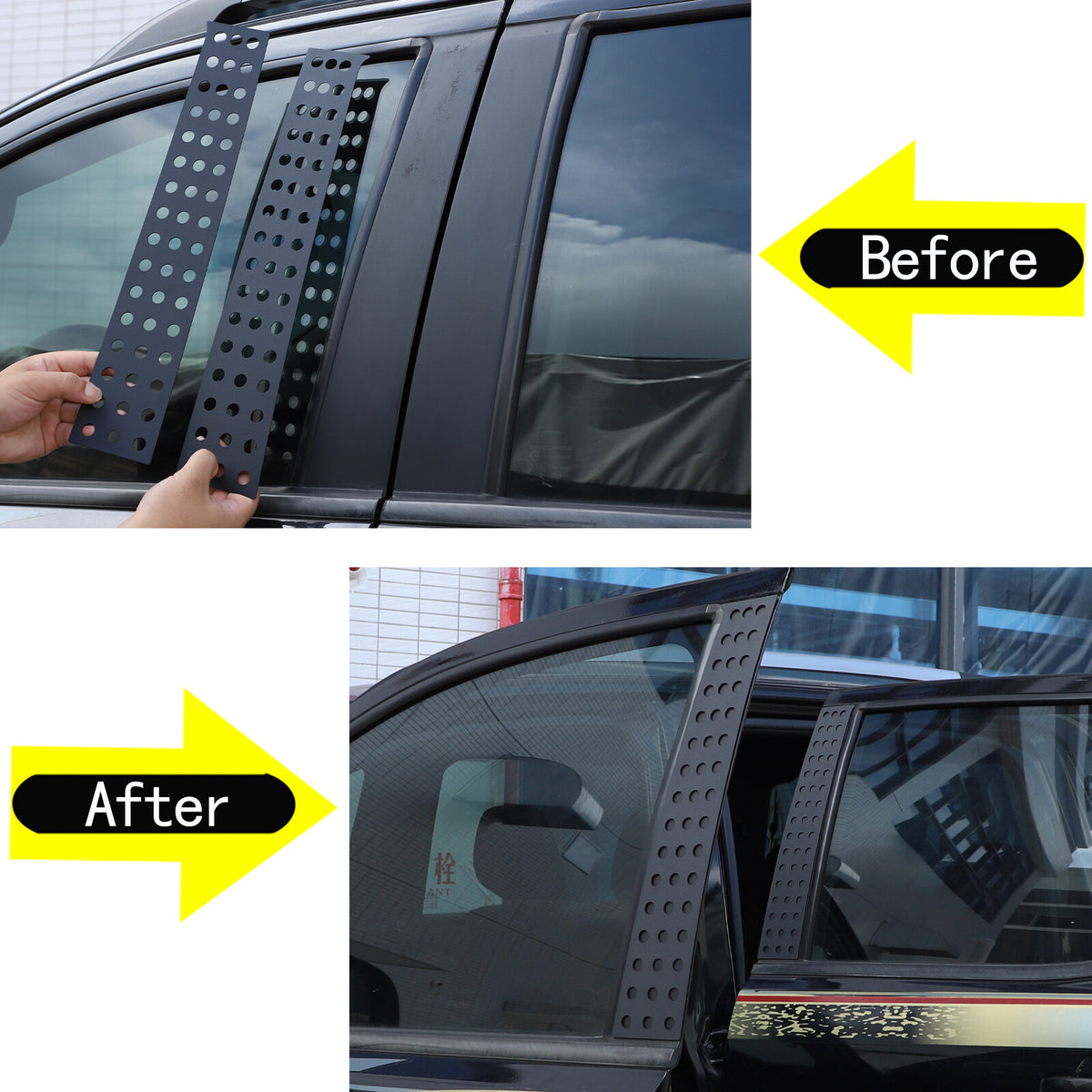 Black Aluminum Alloy Window Center Pillar Trim Panel For Ford Ranger 2015-21 13