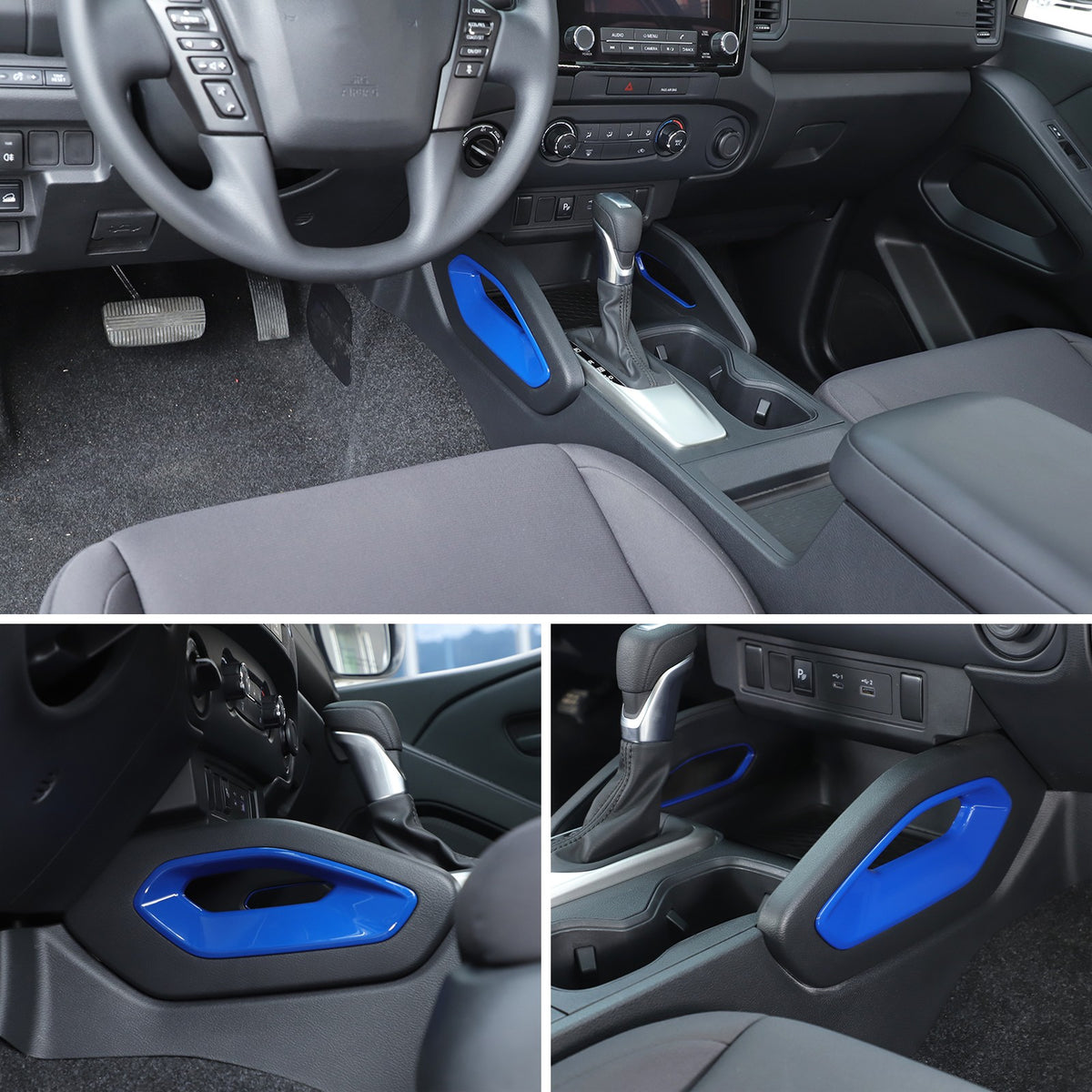 ABS Blue Center Console Side Armrest Frame Trim For Nissan Frontier 2022+ US 8