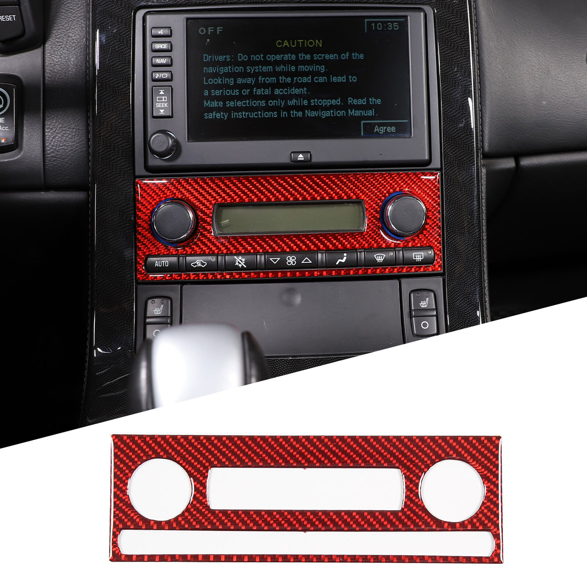 Red Carbon Fiber Central Control Panel Trim Set For Corvette C6 2005-2013 8