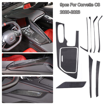 Soft Carbon Fiber Console Gear Shift Panel Trim For C8 Corvette Z06 Z51 20-25 1