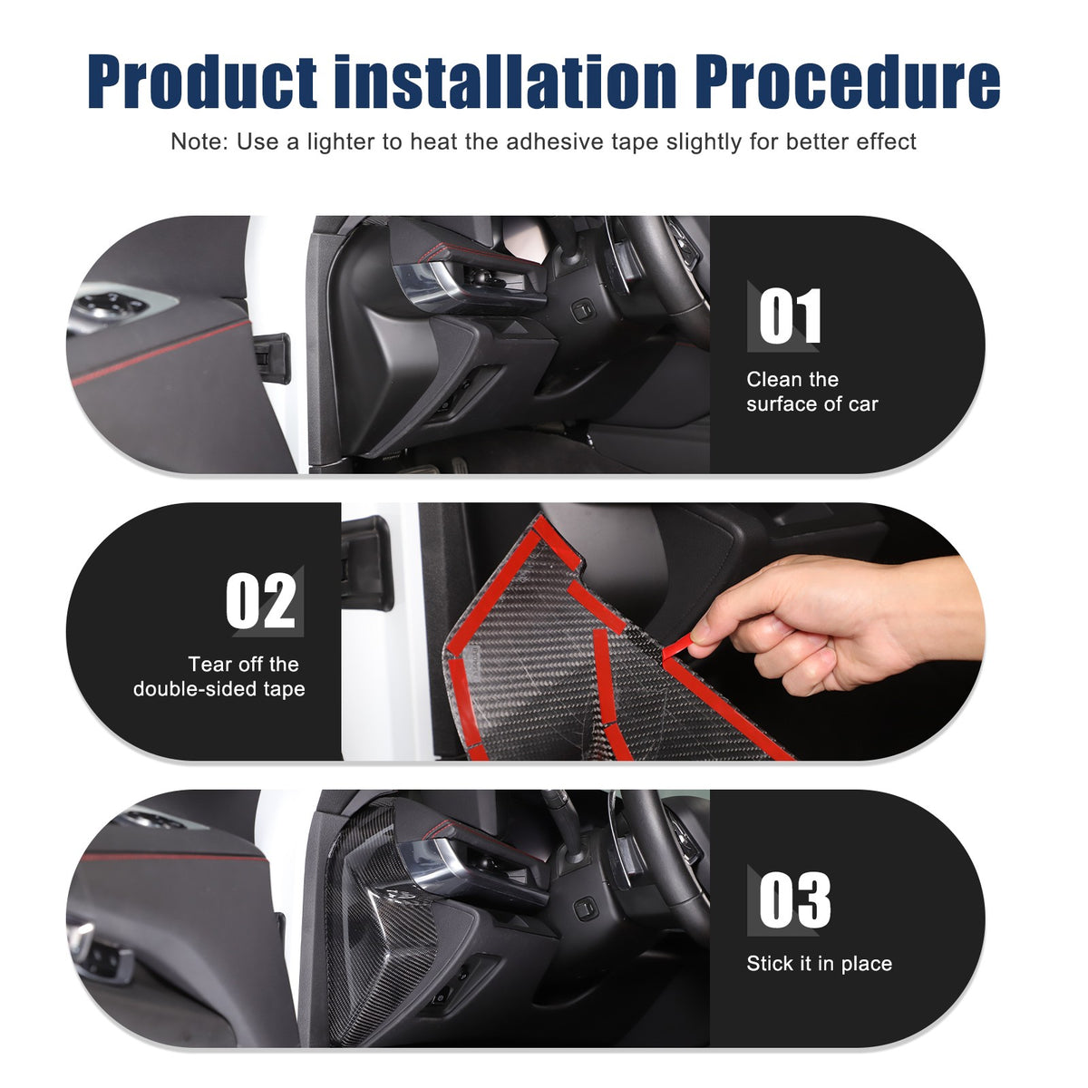 Real Carbon Fiber Interior Door Pillar Trim Cover For Corvette C8 2020+ 4