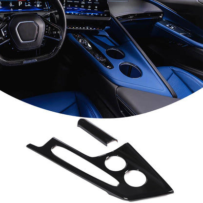 Glossy Piano Black Center Console Gear Panel Trim Set For Corvette C8 26+ US 4