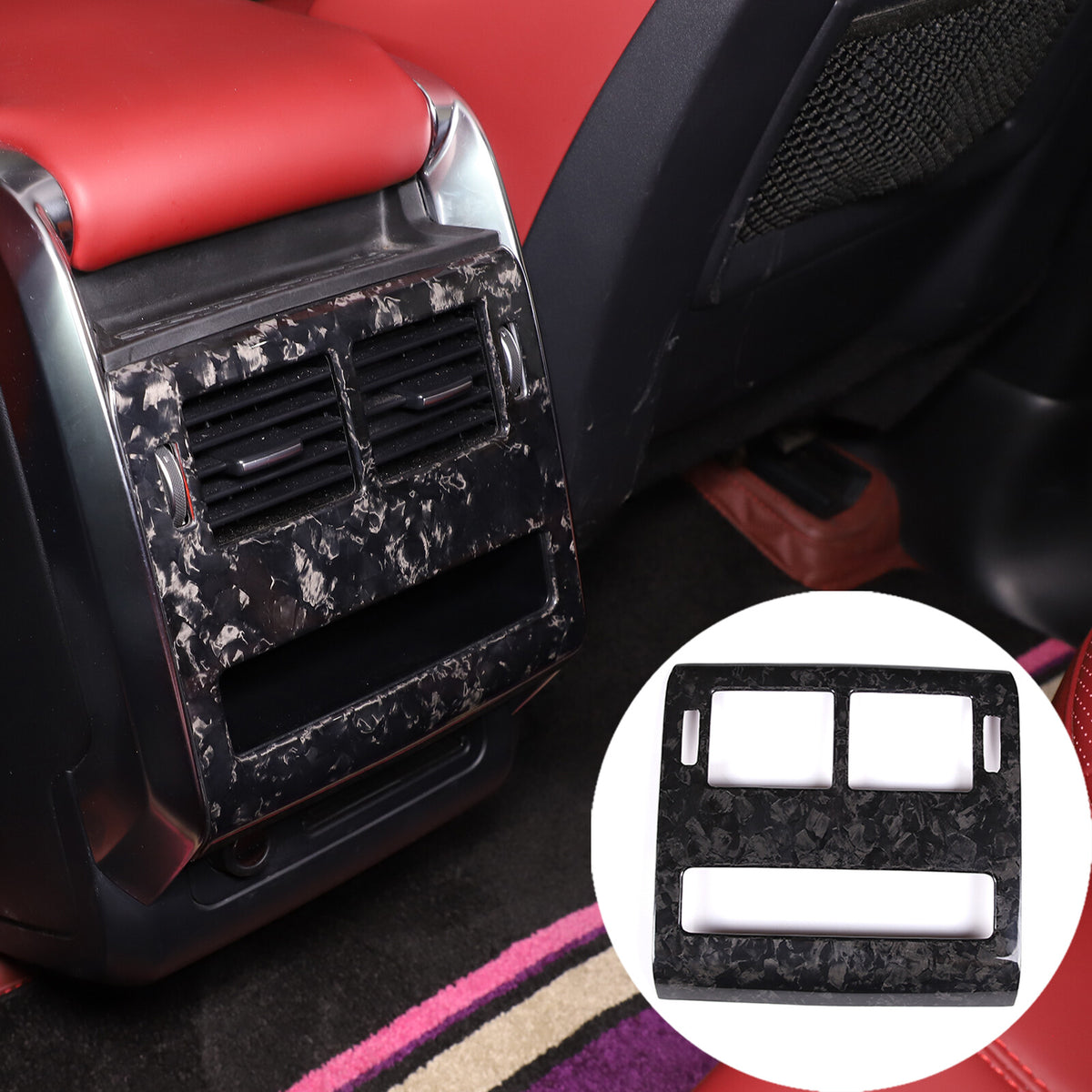Forged Carbon Armrest Rear Air Vent Outlet Cover For Range Rover Sport 14-17 1