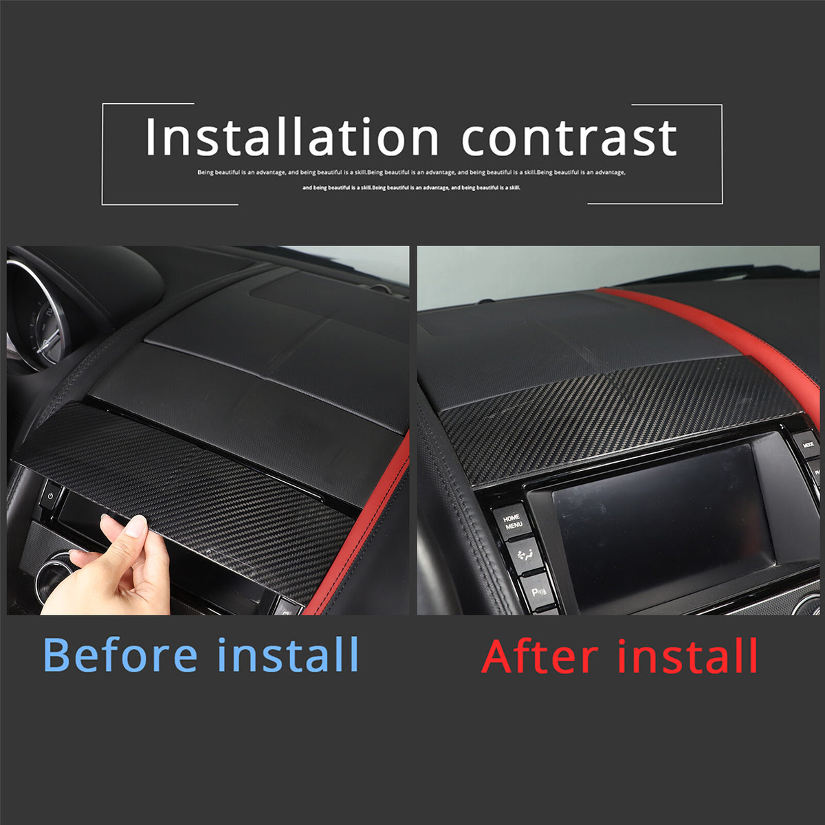Real Carbon fiber Navigation screen upper cover Trim For Jaguar F-TYPE 2013-22 9
