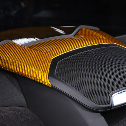Yellow Carbon Fiber Rear Speaker Top Upper Cover Trim For Corvette C8 Coupe 2026 15