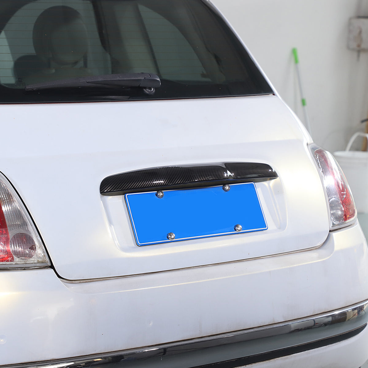 ABS Carbon fiber Tailgate Trunk Handle Cover Trim For FIAT 500 2011-23 7