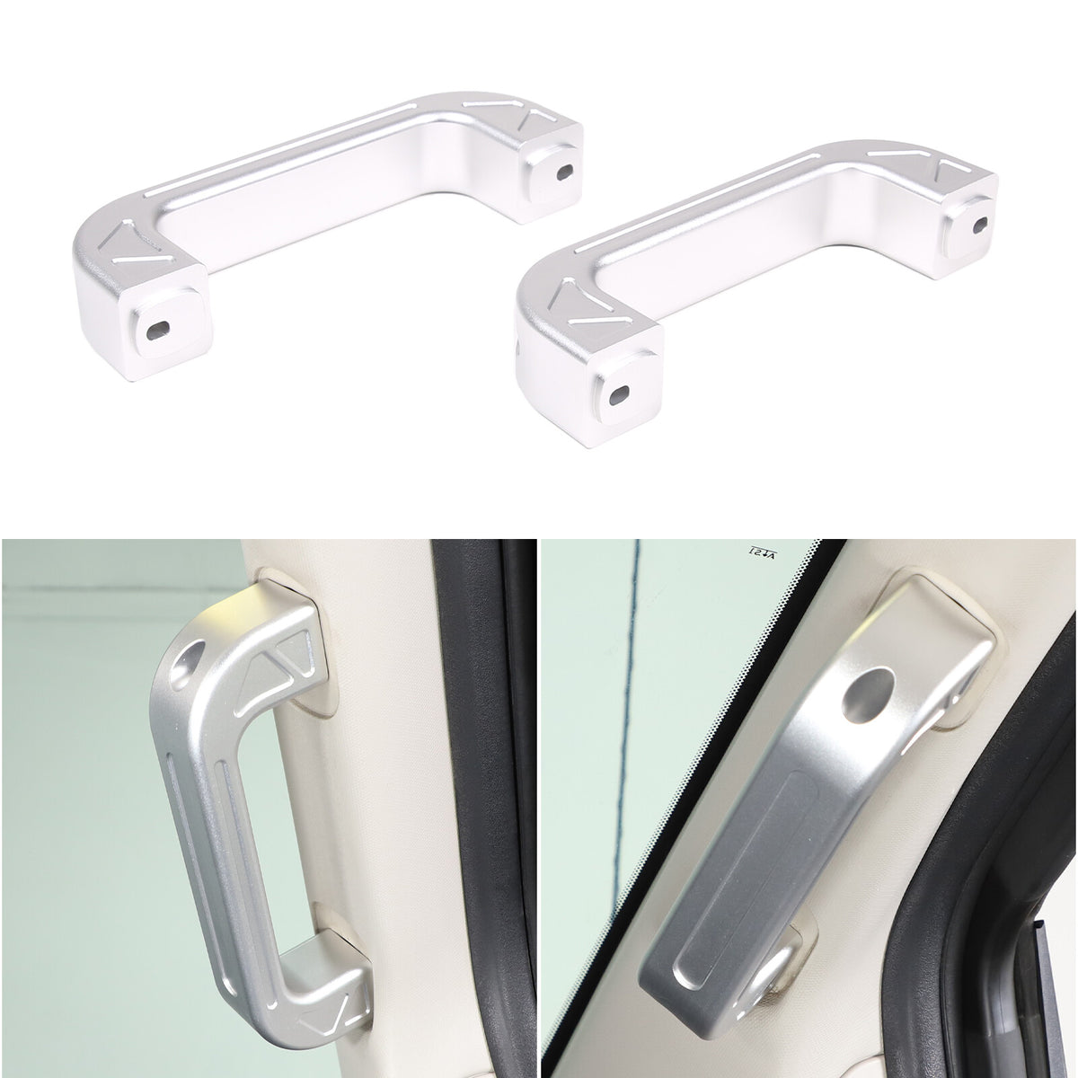 Silver Interior A-Pillar Grab Handle Trim Frame For Nissan Titan 2016-2023 18