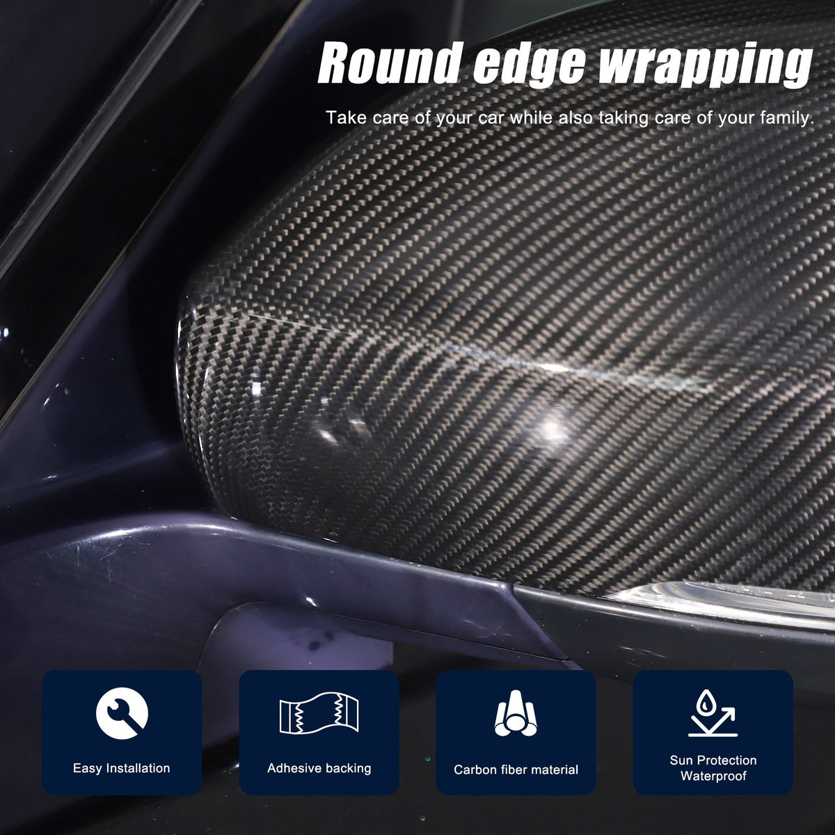 Real Carbon Fiber Outer Rearview Mirror Trim For LR5 Discovery 5 L462 2014-2021 7