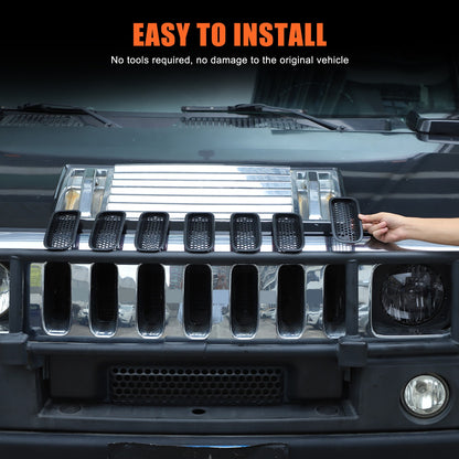 Black ABS Front Grille Anti-Insect Bug Screen Trim For Hummer H2 2003-2007 8