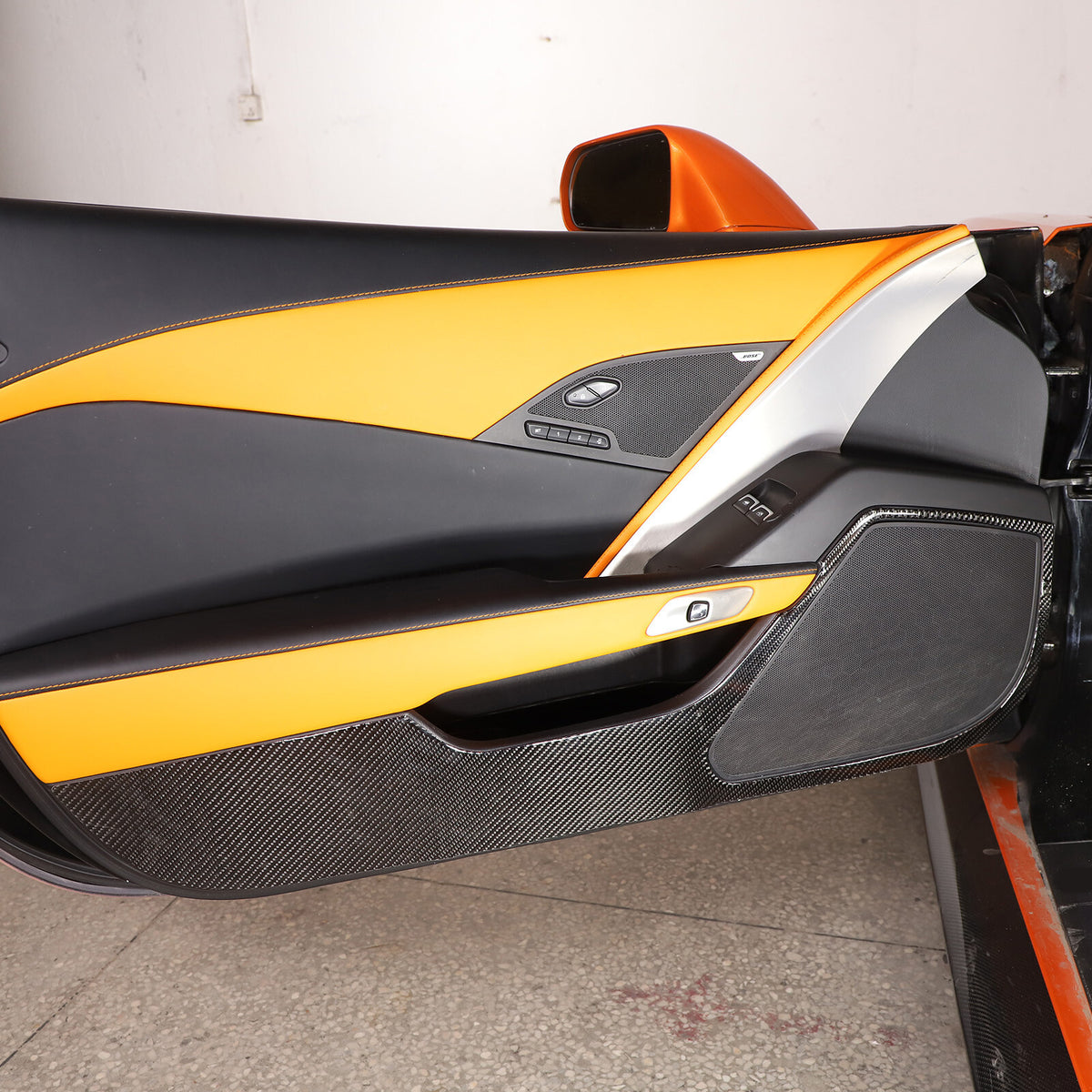 Carbon Fiber Interior Door all-inclusive anti-kick panel For Corvette C7 2014-19 3
