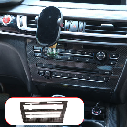 Real Dry Carbon Fiber Center Volume CD Switch Panel Trim For BMW X5 X6 F15 14-18 3