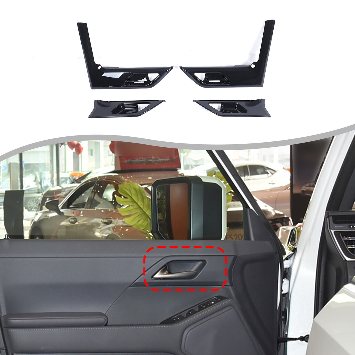 Glossy Black Interior Door Bowl Panel Trim Cover For Lexus GX550 2025+ 1