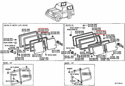 TOYOTA Genuine LAND CRUISER Frame Sub-Assy ​Quarter Window LH RH set OEM 3