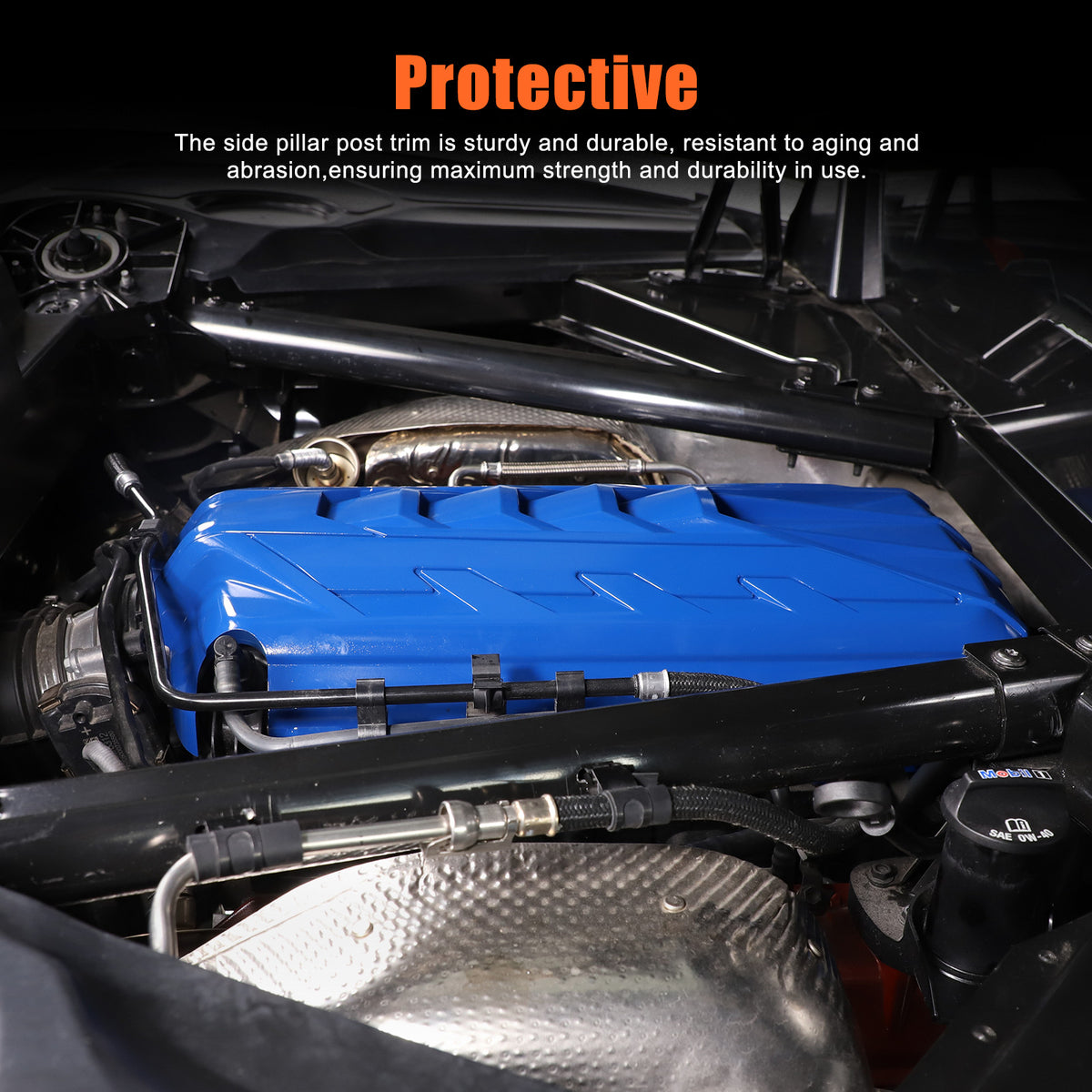 Blue Engine Hood Panel Trim Cover For Corvette C8 2020-26 US 21