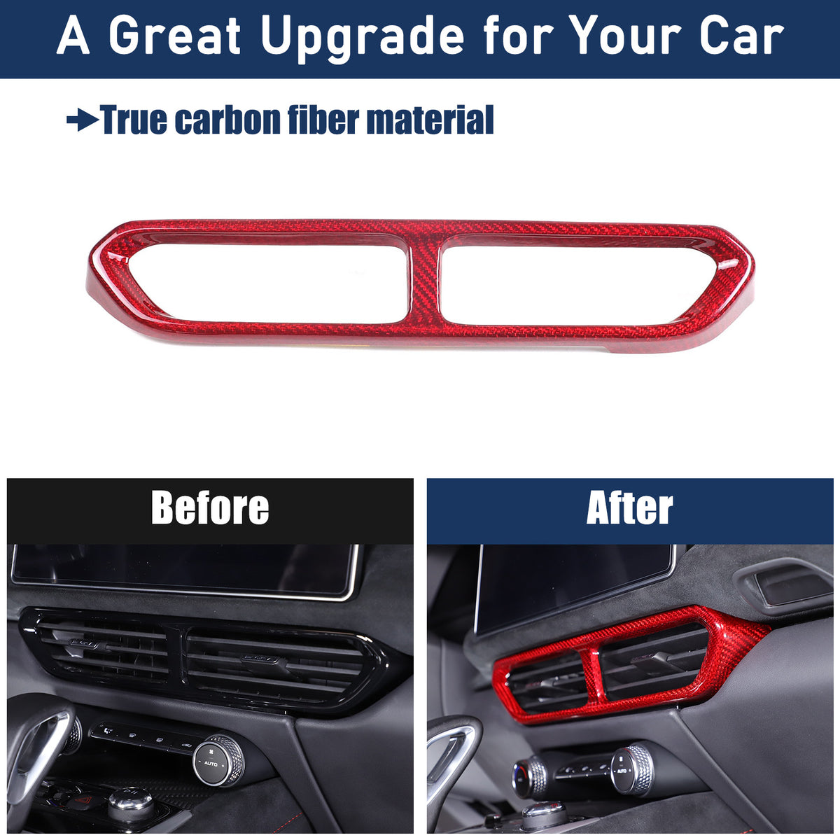 Red Real Carbon Fiber Center Console Air Vent Panel Trim For Lotus EMIRA 2021-25 16