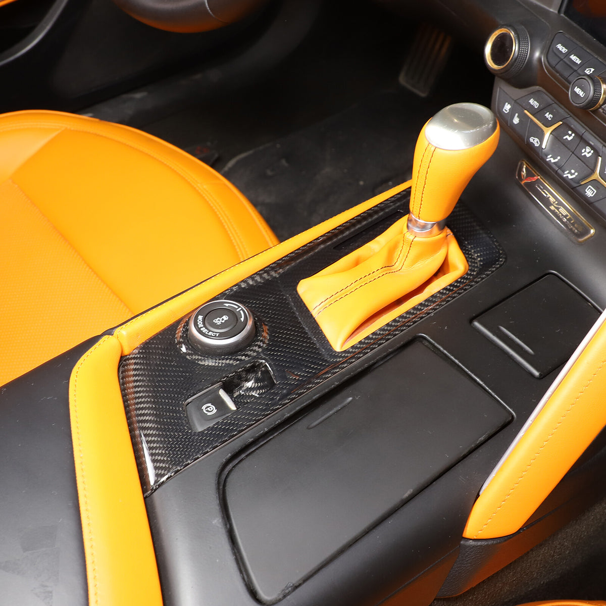 Real Carbon Fiber Car Console Gear Shift Panel Trim For Corvette C7 2014-19 11