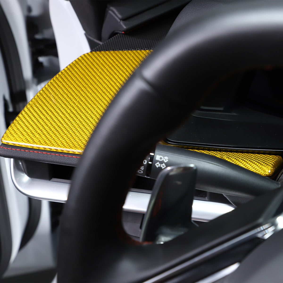 Yellow Carbon Fiber Car Driver Side Dashboard Cover Trim For Corvette C8 20-25 6