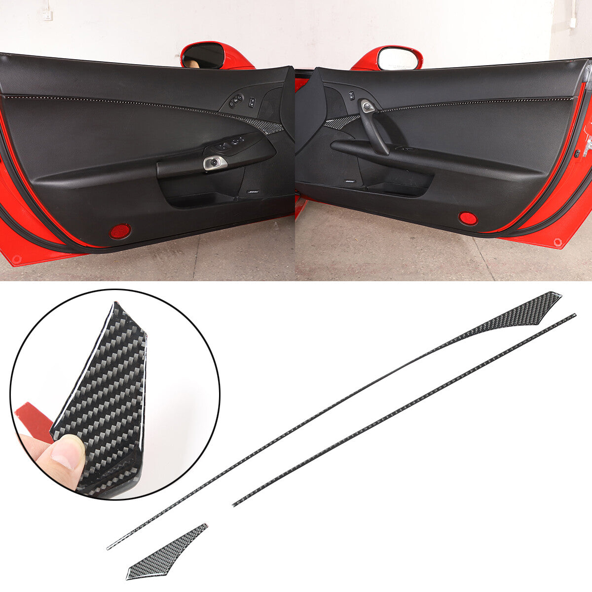 Carbon Fiber Inner Door Panel Waistline Trim Sticker For Corvette C6 2005-2013 1