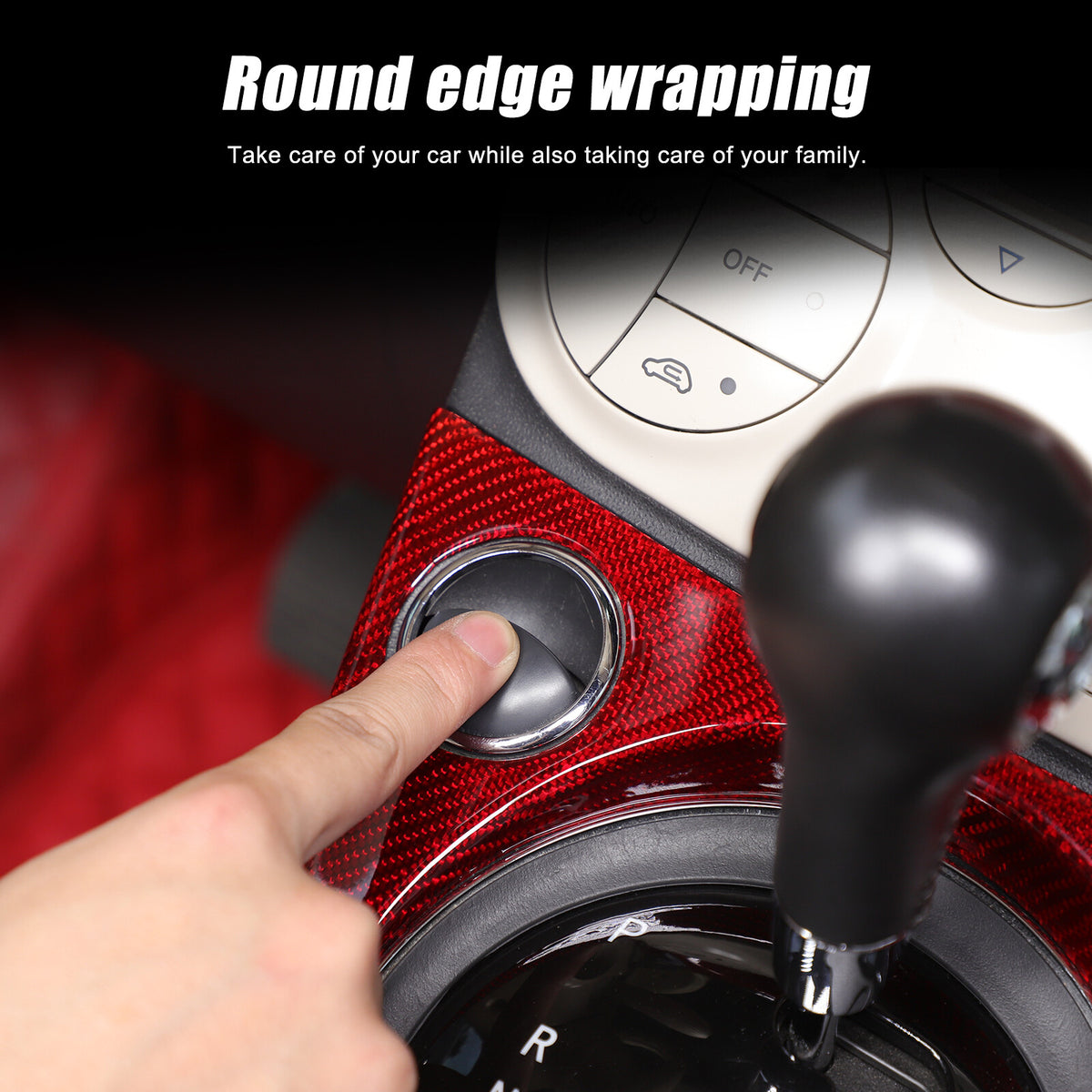Red Real Carbon Fiber Center Gear Shift Panel Trim For Fiat 500 Abarth 595 10-22 21