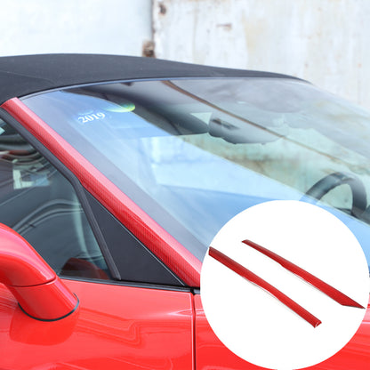 Red Carbon Fiber Exterior Windshield A-Pillar Cover Trim For Corvette C6 05-13 3