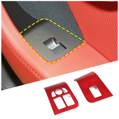 Red Carbon Fiber Window Lift Switch Button Trim Frame For Jaguar F-TYPE 2013-18 2
