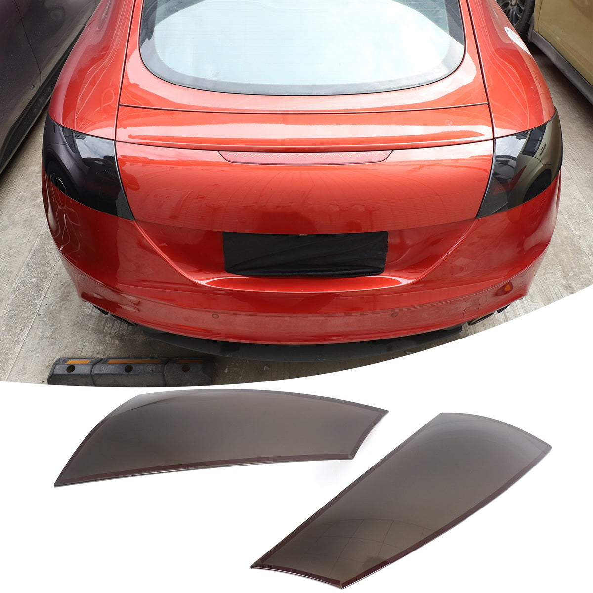 ABS Transparent Gray Rear Tail Light Smoked Cover Trim For Audi TT 2008-14 18