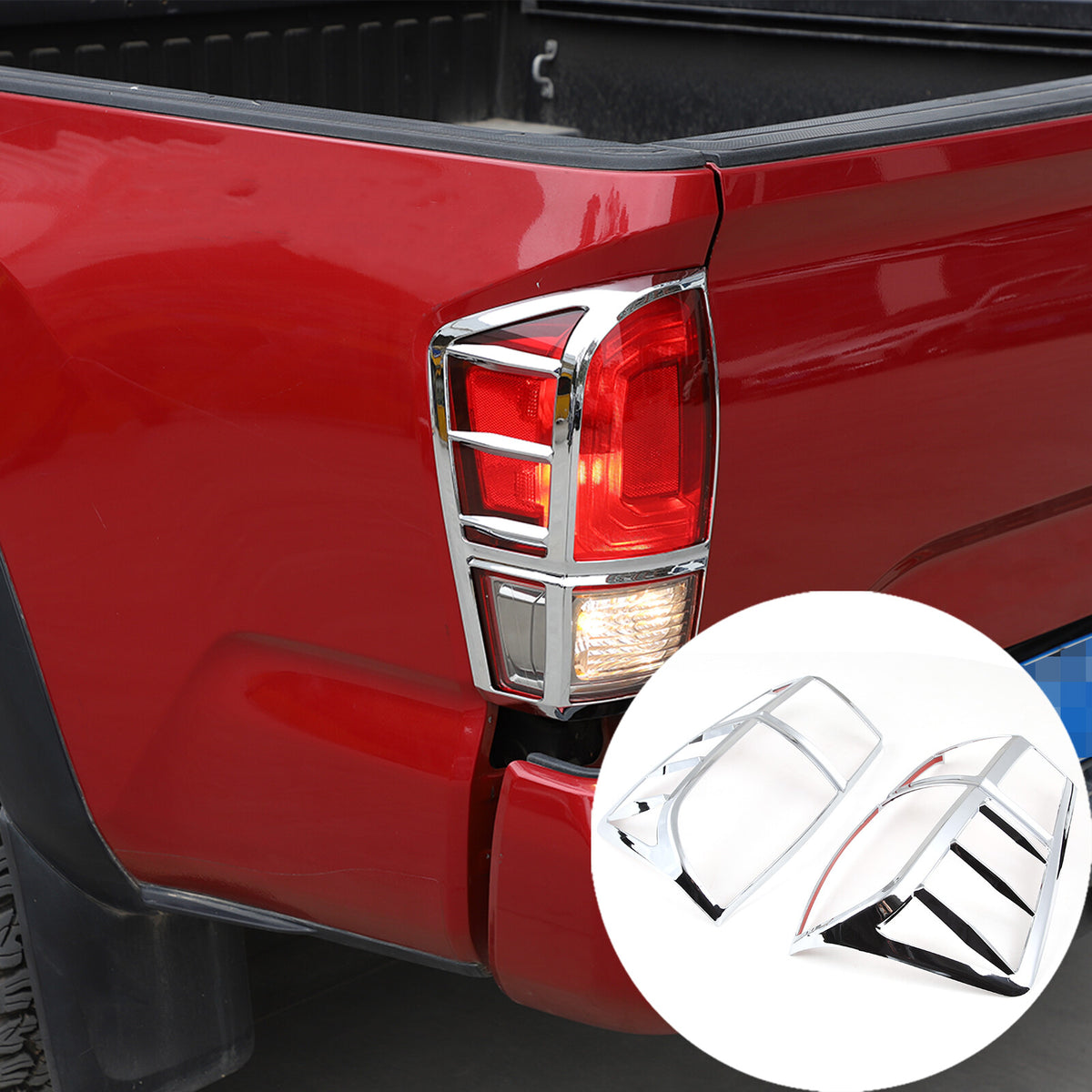 Chrome Silver Rear Taillight Trim Cover Bezel Trim For Toyota Tacoma 2016-23 US 4