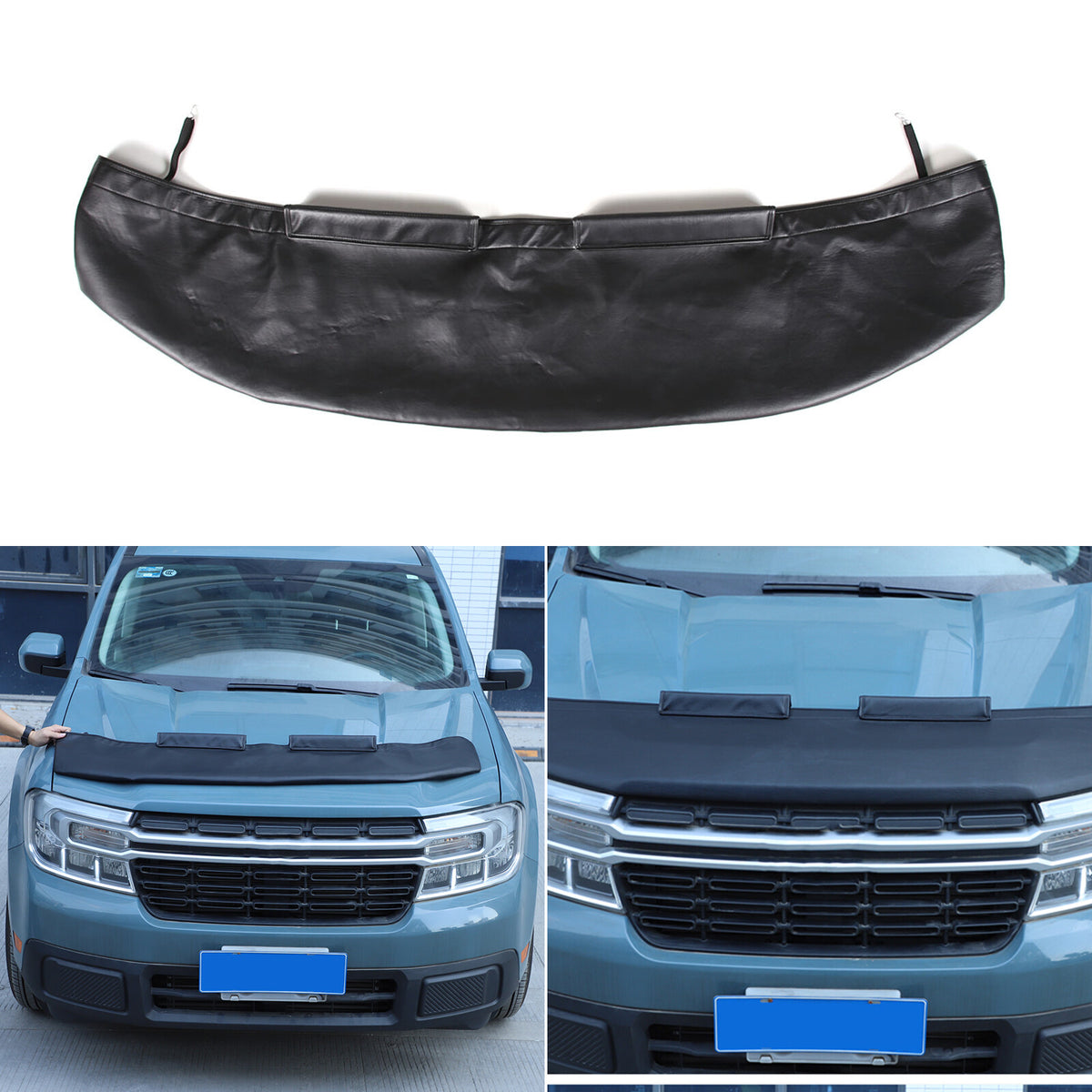 Black Car Bonnet Hood Bra Protector Mask Cover For Ford Maverick 2022-23 US 10
