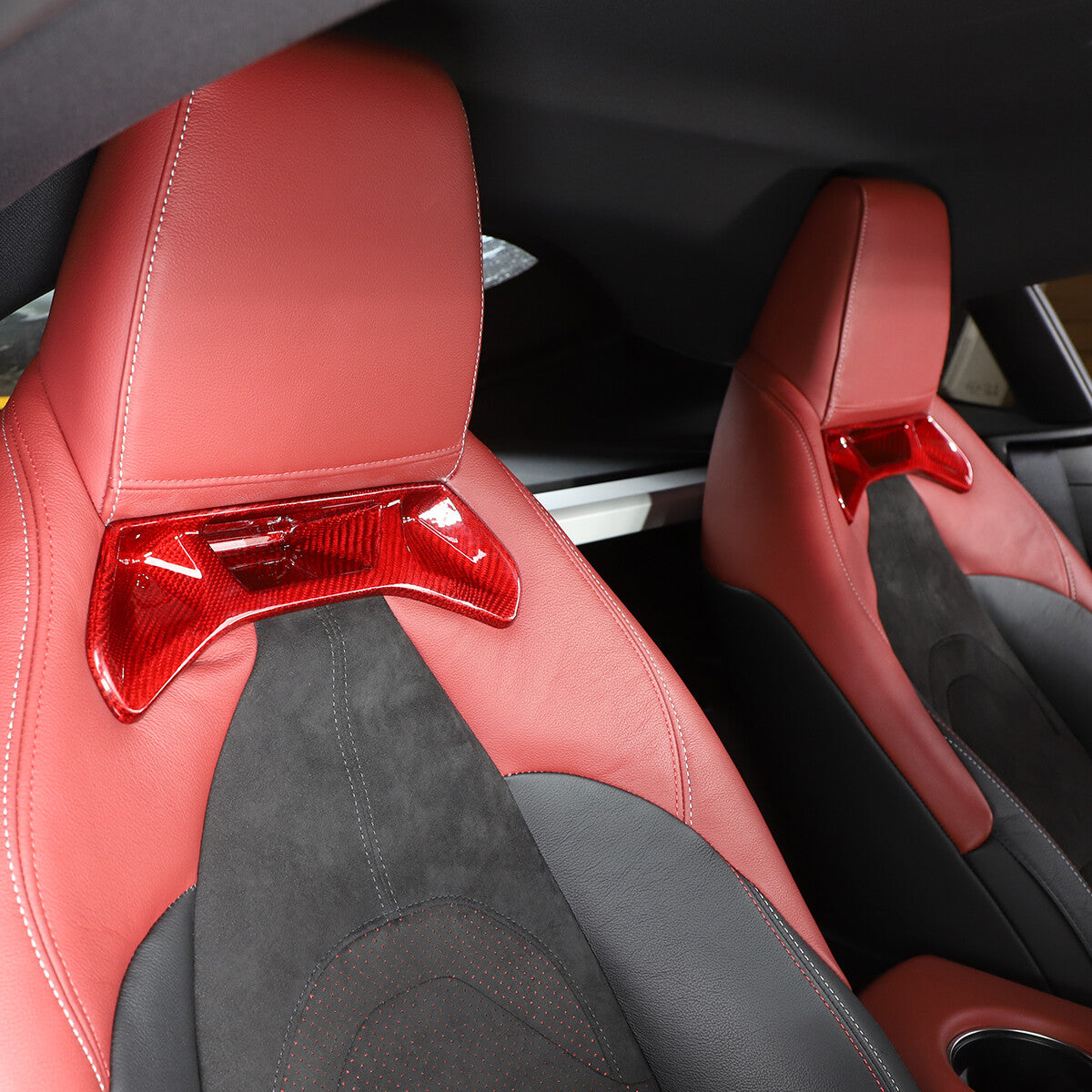 Red Carbon Car Rear Back Seat Panel Back Trim Cover for Toyota Supra A90 19+ US 7