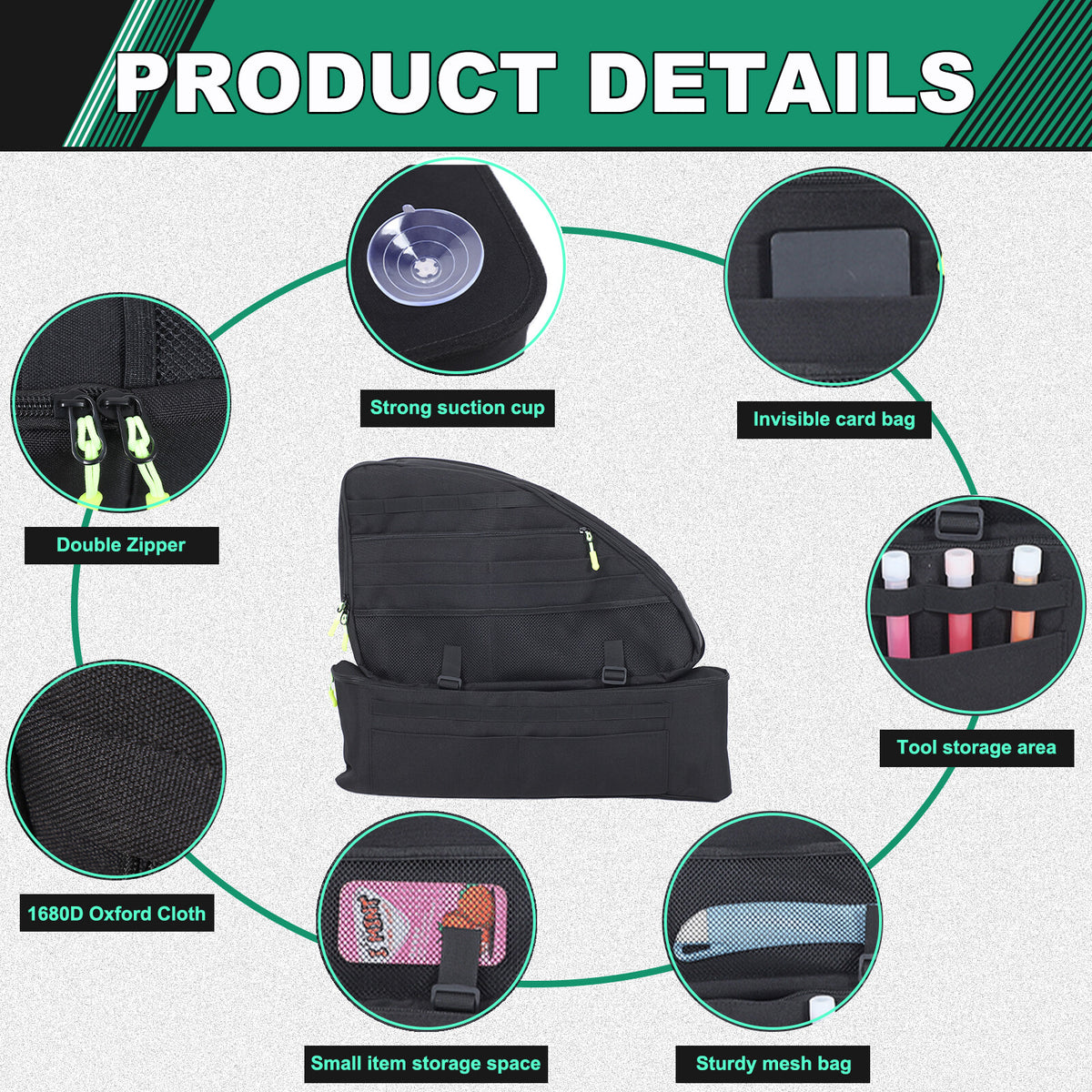 Black Rear Trunk Right Side Storage Bag Organizer For Honda Odyssey RB3 2014-24 10