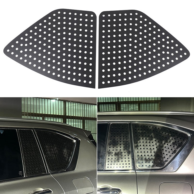 Black Aluminum Rear Triangular Window Honeycomb Panel Trim For Lexus LX J300 22+ 4