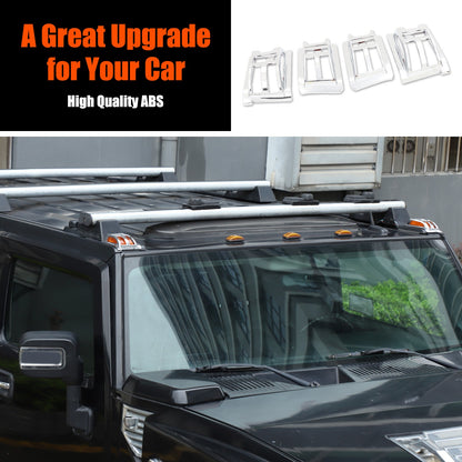 ABS Silver Front & Rear Roof Light Guard Cover Trim Set For Hummer H2 2003-2009 20