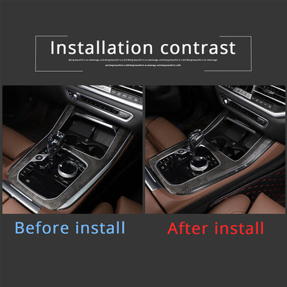 For BMW X5 X6 X7 2019-2022 Gear Shift Both Side Strip Trim Real Carbon Fiber 11