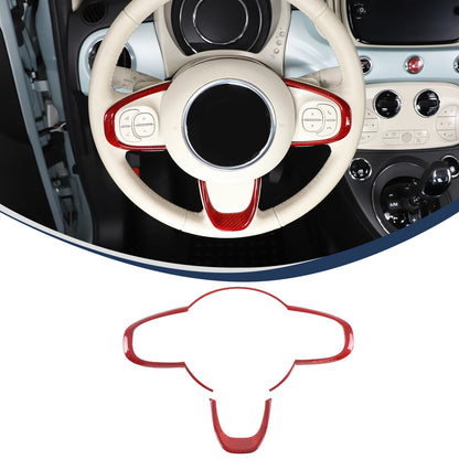 Red Real Carbon Fiber Steering Wheel Button Trim For Fiat 500 Abarth 595 695 16+ 3