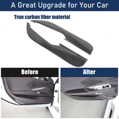 Honeycomb Real Carbon Fiber Door Anti-Kick Panel Trim For Corvette C8 2020+ 9