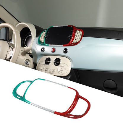 Tri-Color Real Carbon Fiber Dashboard Air Vent Trim For Fiat 500 312 2016+ 22