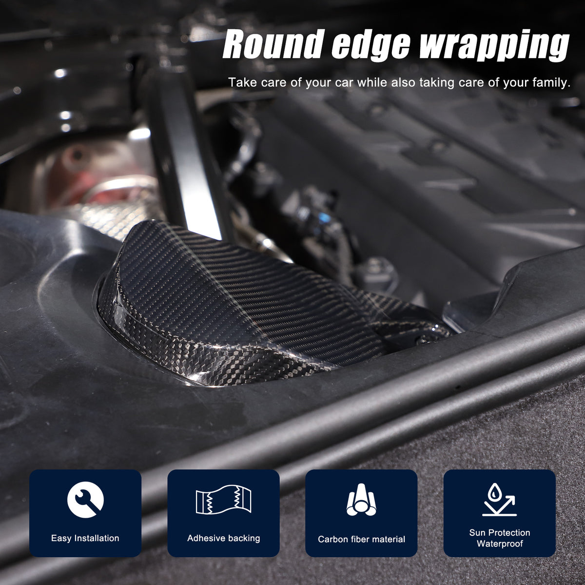 Real Carbon Fiber Rear Strut Shock Tower Cover Mag Ride For Corvette C8 2020-26 10