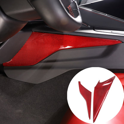Red Real Carbon Fiber Center Console Side Knee Pad Trim For Corvette C8 2020-25 4