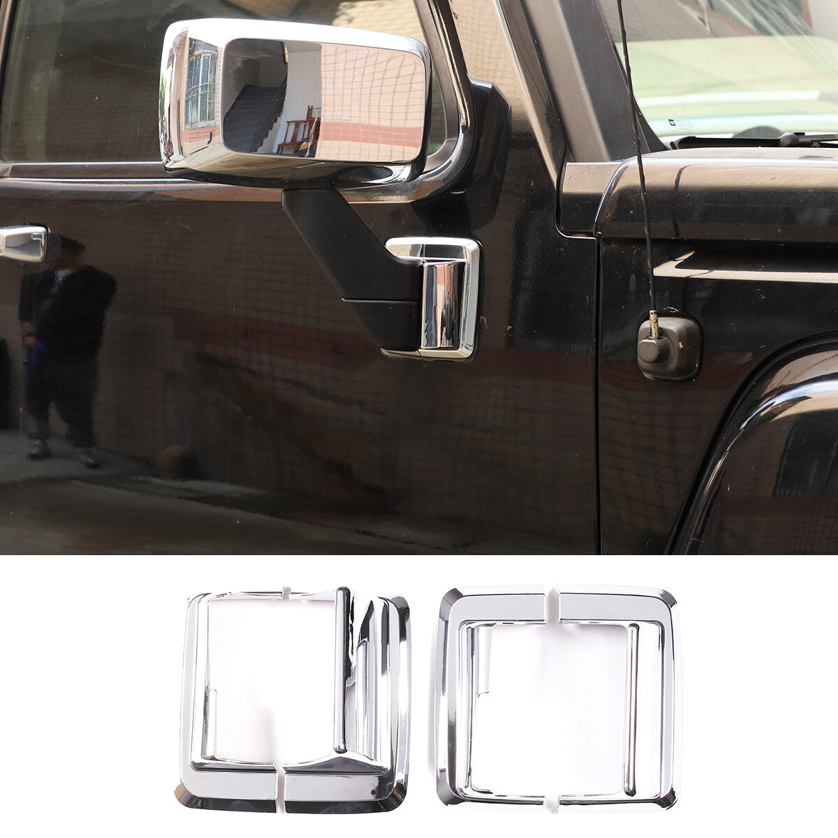 Silver rearview mirror base cover trim decorFor Hummer H3 2005-2009 1