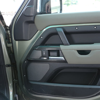 Carbon Fiber Door Handle Frame Cover Trim For Land Rover Defender 110 2020 2022 4