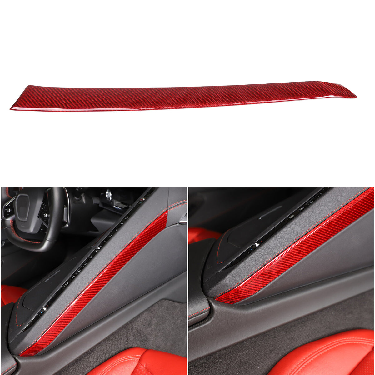 Red Real Carbon Fiber Full Interior Set Decor Trim Kit for Corvette C8 20-25 - Styles 46-50 20