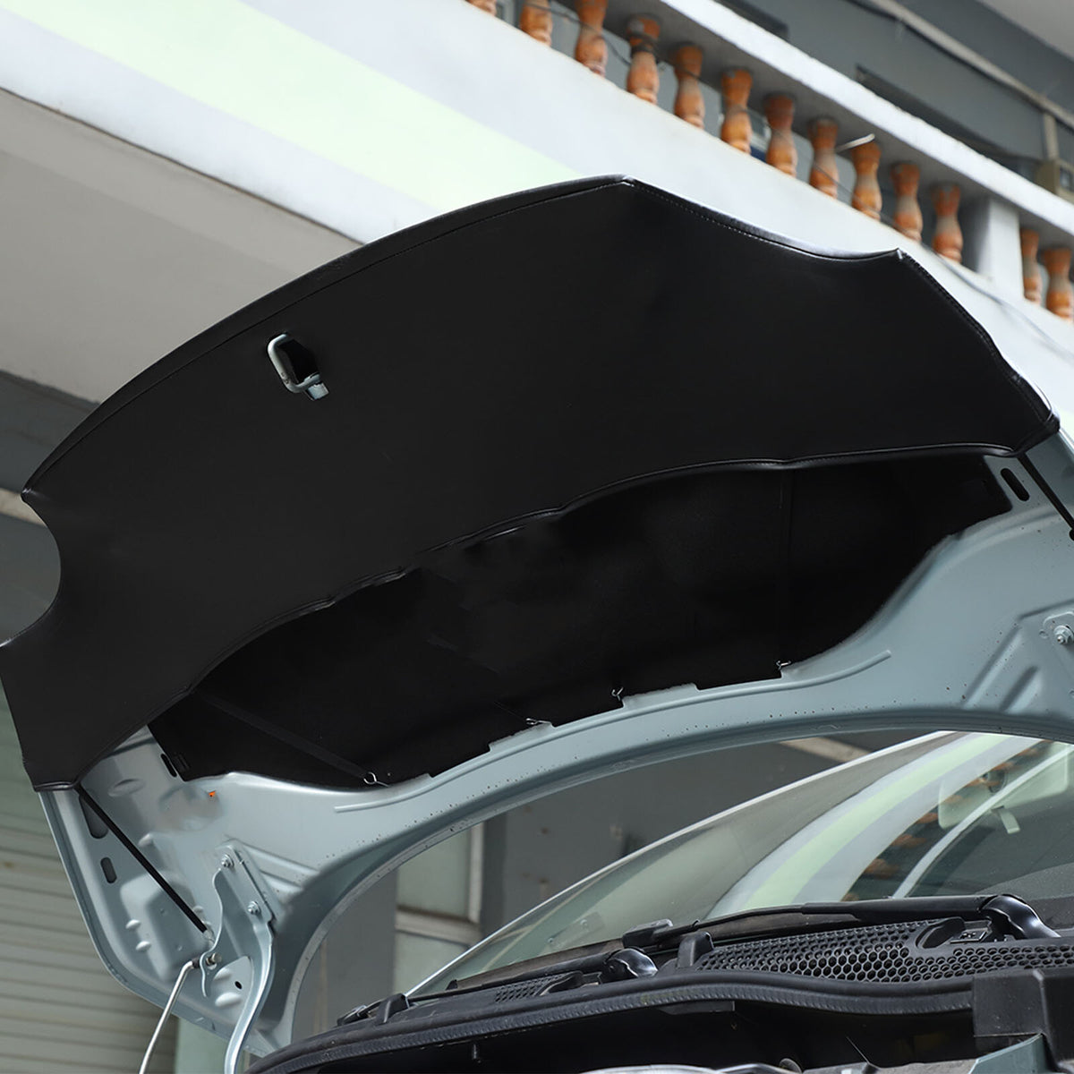 PU Leather Car Bonnet Hood Bra Wind & Bug Deflectors For Fiat 500 2007-2024 8
