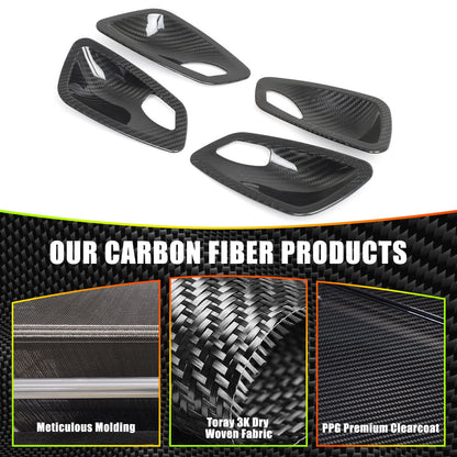 Real Carbon Fiber Inner Interior Door Bowl Trim For BMW 3 Series E90 2005-2012 7