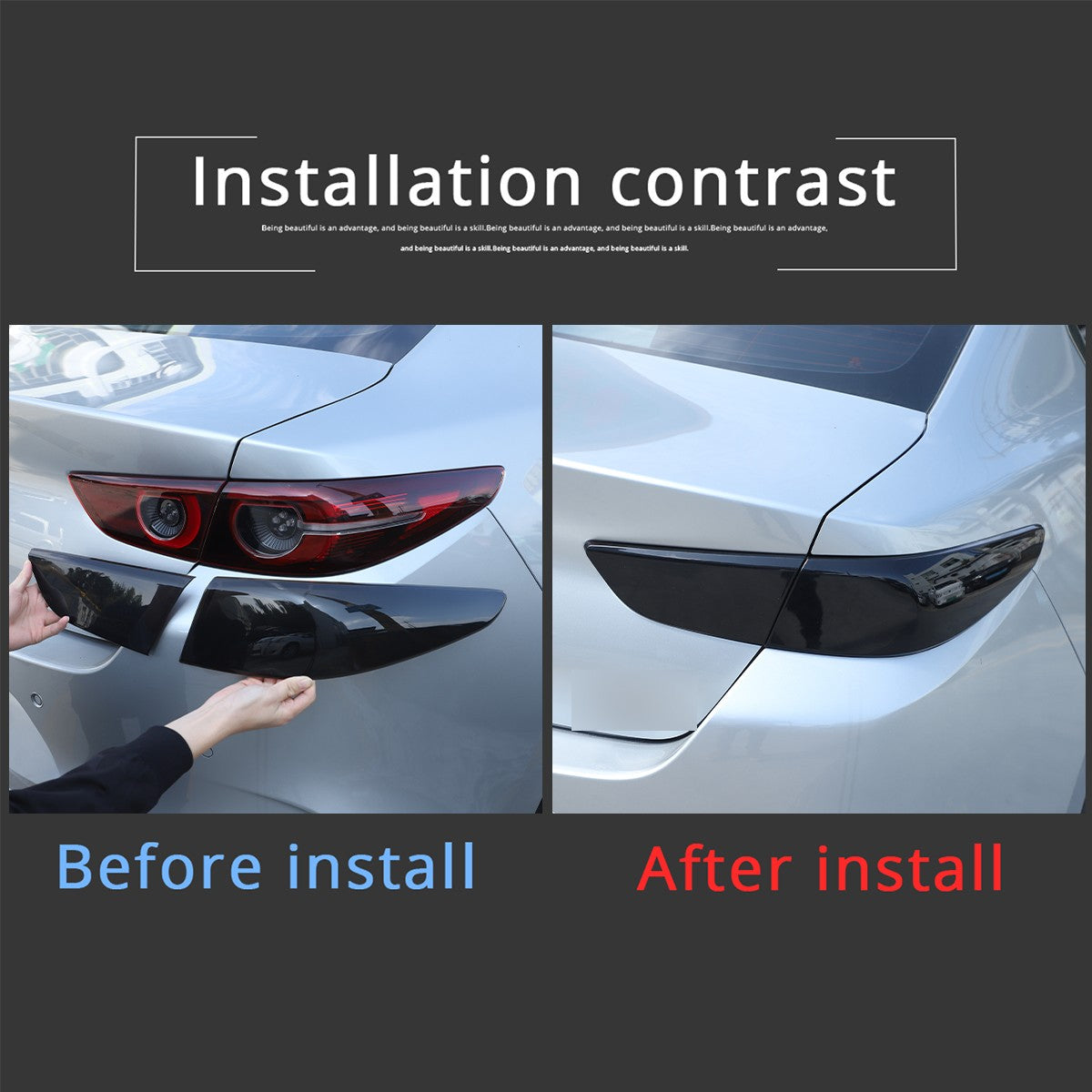 Smoked Black Tail Light Lamp Cover Guard Trim For Mazda 3 2020-21 15