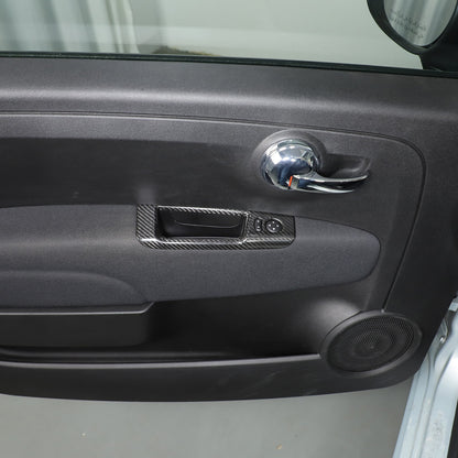 Real Carbon Fiber Mirror Adjustment Panel Trim For Fiat 500 312 2010-2022 9