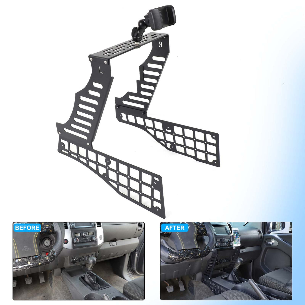 Center Molle Panel Digital Device Mount Clip For Nissan Frontier D40 2009-2017 7