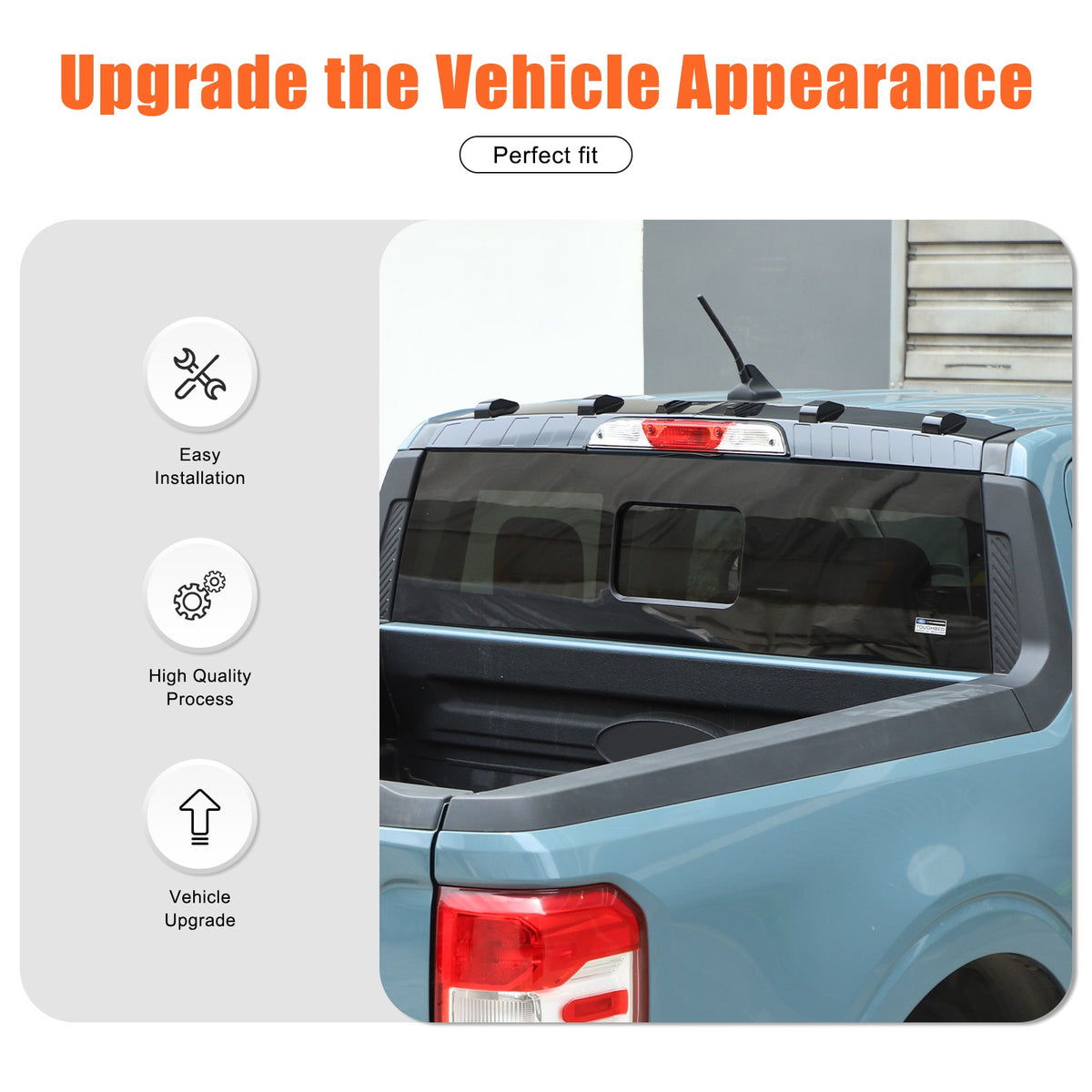 Glossy Piano Black ABS Rear Roof Spoiler Trim For Ford Maverick 2022+ 10
