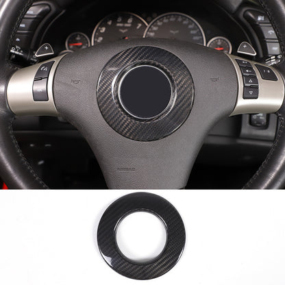 Real Carbon Fiber Steering Wheel Center Logo Ring Cover For 2005-13 Corvette C6 2
